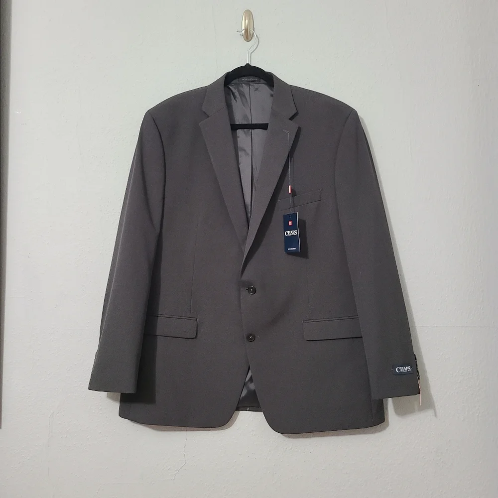 Chaps Men's Classic Fit Performance Stretch Suit Jacket Blazer Gray NWT‎ 48L